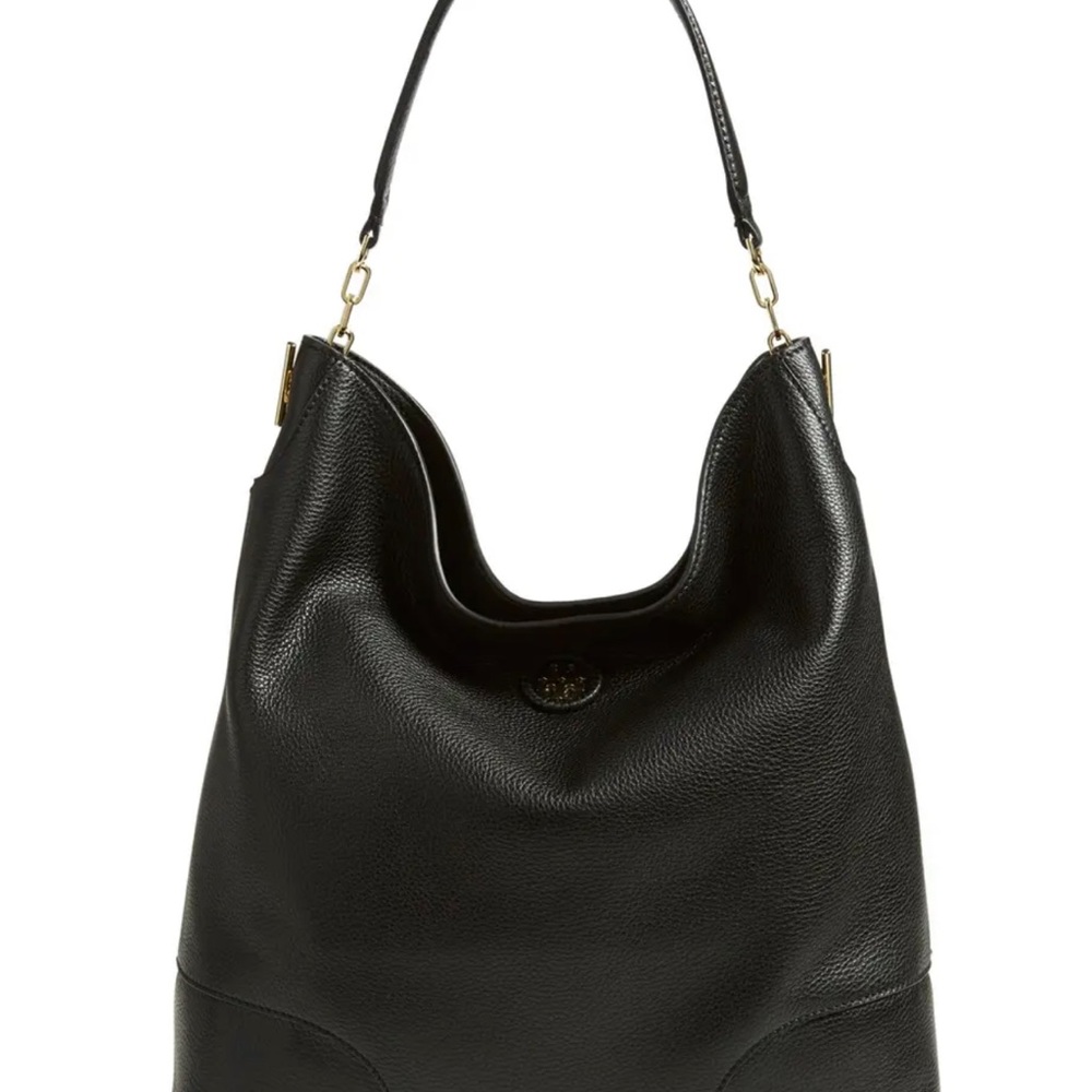 TORY BURCH Leather Hobo. Black